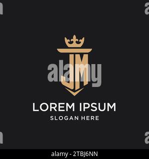 JM monogram with medieval style, luxury and elegant initial logo design ideas Stock Vector