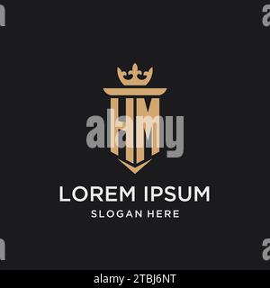 HM monogram with medieval style, luxury and elegant initial logo design ideas Stock Vector