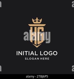 HG monogram with medieval style, luxury and elegant initial logo design ideas Stock Vector