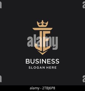 JE monogram with medieval style, luxury and elegant initial logo design ideas Stock Vector