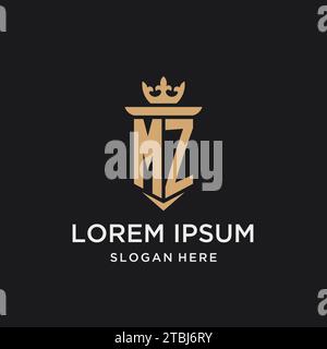 MZ monogram with medieval style, luxury and elegant initial logo design ideas Stock Vector