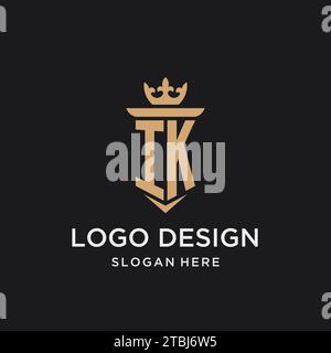 IK monogram with medieval style, luxury and elegant initial logo design ideas Stock Vector