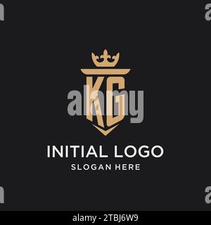 KG monogram with medieval style, luxury and elegant initial logo design ideas Stock Vector
