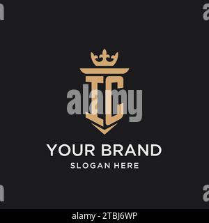 IC monogram with medieval style, luxury and elegant initial logo design ideas Stock Vector