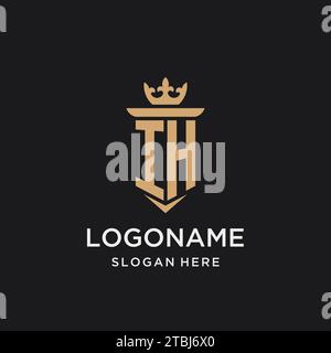 IH monogram with medieval style, luxury and elegant initial logo design ideas Stock Vector