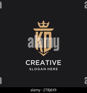 KD monogram with medieval style, luxury and elegant initial logo design ideas Stock Vector