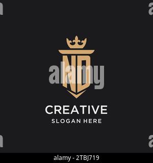ND monogram with medieval style, luxury and elegant initial logo design ideas Stock Vector