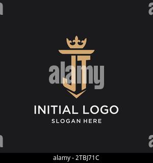 JT monogram with medieval style, luxury and elegant initial logo design ideas Stock Vector