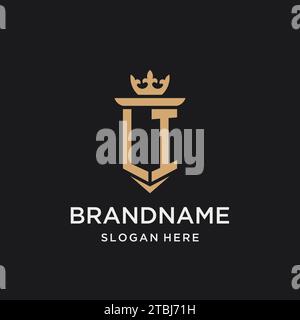 LI monogram with medieval style, luxury and elegant initial logo design ideas Stock Vector