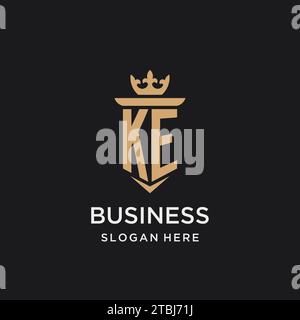 KE monogram with medieval style, luxury and elegant initial logo design ideas Stock Vector