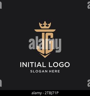 JG monogram with medieval style, luxury and elegant initial logo design ideas Stock Vector