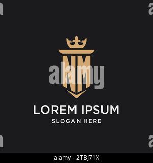 NM monogram with medieval style, luxury and elegant initial logo design ideas Stock Vector