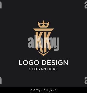 KK monogram with medieval style, luxury and elegant initial logo design ideas Stock Vector
