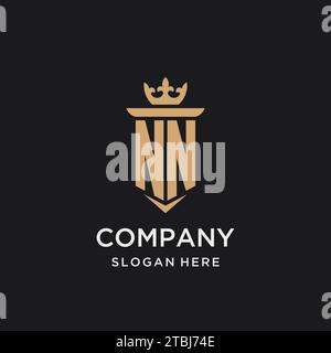 NN monogram with medieval style, luxury and elegant initial logo design ideas Stock Vector