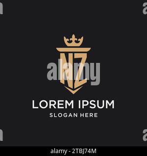NZ monogram with medieval style, luxury and elegant initial logo design ideas Stock Vector