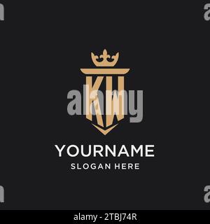 KW monogram with medieval style, luxury and elegant initial logo design ideas Stock Vector