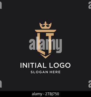 LT monogram with medieval style, luxury and elegant initial logo design ideas Stock Vector