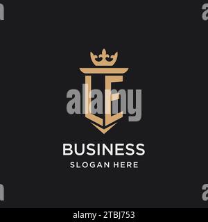LE monogram with medieval style, luxury and elegant initial logo design ideas Stock Vector