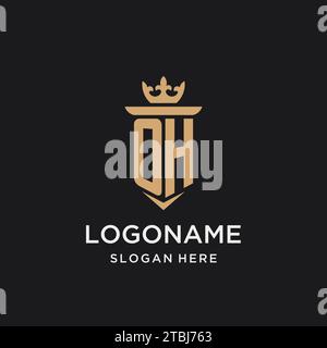OH monogram with medieval style, luxury and elegant initial logo design ideas Stock Vector