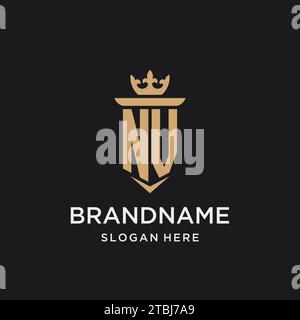 NV monogram with medieval style, luxury and elegant initial logo design ideas Stock Vector