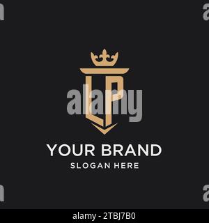 LP monogram with medieval style, luxury and elegant initial logo design ideas Stock Vector