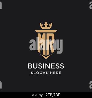 MR monogram with medieval style, luxury and elegant initial logo design ideas Stock Vector