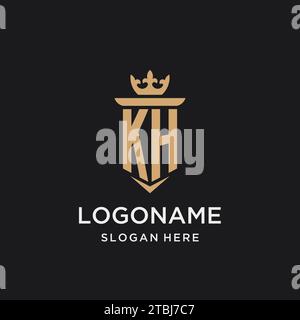 KH monogram with medieval style, luxury and elegant initial logo design ideas Stock Vector