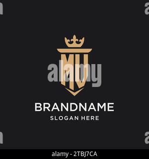 MV monogram with medieval style, luxury and elegant initial logo design ideas Stock Vector