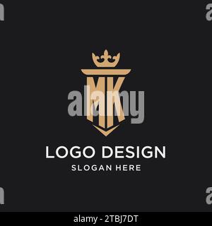 MK monogram with medieval style, luxury and elegant initial logo design ideas Stock Vector