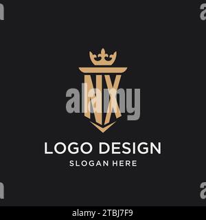 NX monogram with medieval style, luxury and elegant initial logo design ideas Stock Vector