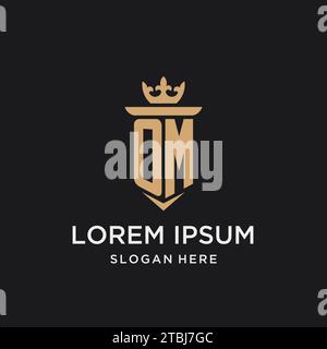 OM monogram with medieval style, luxury and elegant initial logo design ideas Stock Vector