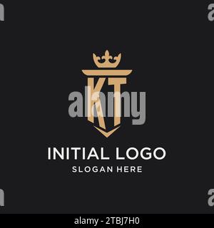 KT monogram with medieval style, luxury and elegant initial logo design ideas Stock Vector