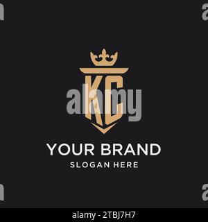KC monogram with medieval style, luxury and elegant initial logo design ideas Stock Vector