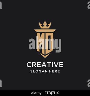 MD monogram with medieval style, luxury and elegant initial logo design ideas Stock Vector