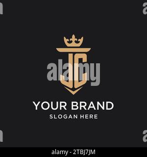 JC monogram with medieval style, luxury and elegant initial logo design ideas Stock Vector