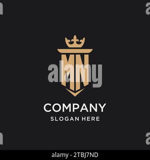 MN monogram with medieval style, luxury and elegant initial logo design ideas Stock Vector