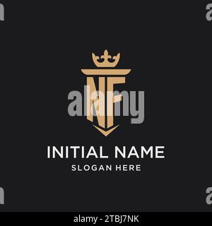 NF monogram with medieval style, luxury and elegant initial logo design ideas Stock Vector