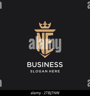 NE monogram with medieval style, luxury and elegant initial logo design ideas Stock Vector