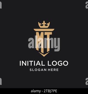 MT monogram with medieval style, luxury and elegant initial logo design ideas Stock Vector