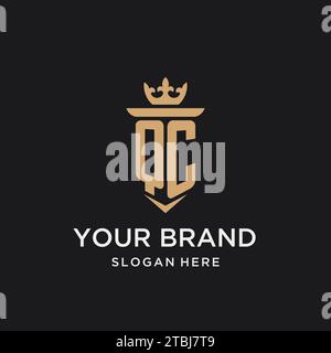 QC monogram with medieval style, luxury and elegant initial logo design ideas Stock Vector