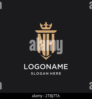 NH monogram with medieval style, luxury and elegant initial logo design ideas Stock Vector
