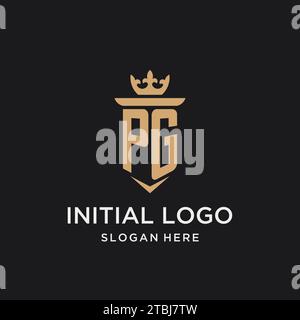 PG monogram with medieval style, luxury and elegant initial logo design ideas Stock Vector