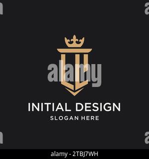 LL monogram with medieval style, luxury and elegant initial logo design ideas Stock Vector