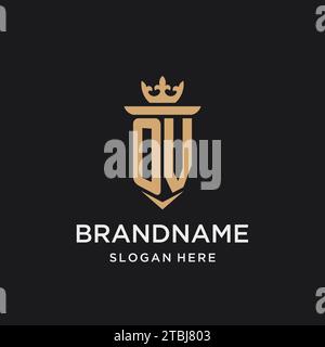 OV monogram with medieval style, luxury and elegant initial logo design ideas Stock Vector