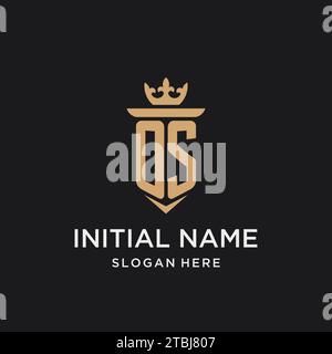 OS monogram with medieval style, luxury and elegant initial logo design ideas Stock Vector