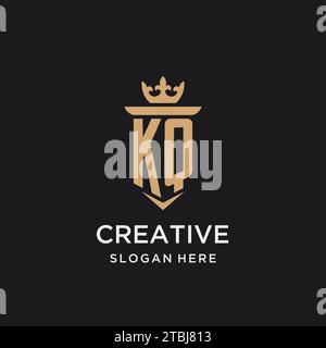 KQ monogram with medieval style, luxury and elegant initial logo design ideas Stock Vector