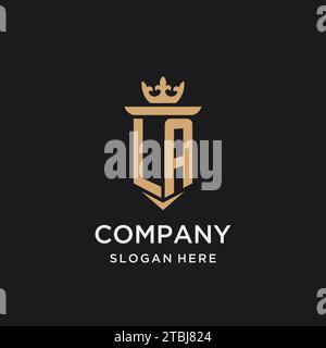LA monogram with medieval style, luxury and elegant initial logo design ideas Stock Vector