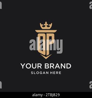OP monogram with medieval style, luxury and elegant initial logo design ideas Stock Vector