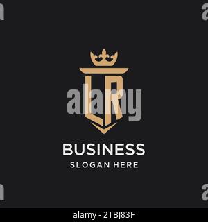 LR monogram with medieval style, luxury and elegant initial logo design ideas Stock Vector