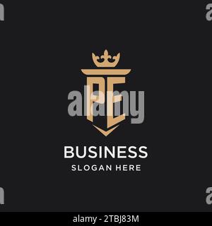 PE monogram with medieval style, luxury and elegant initial logo design ideas Stock Vector